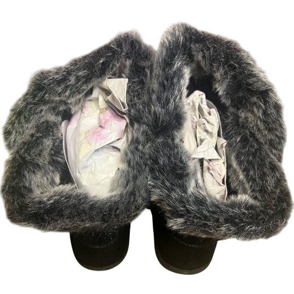 Spring Step Faux Fur Suede Winter Boots Women’s10 Black Water Resistant NEW - Picture 5 of 14